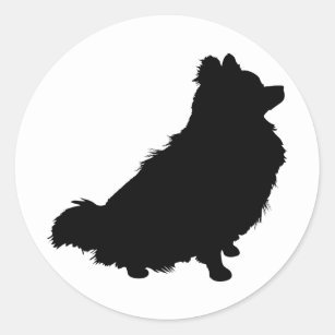 Sticker Rond Silhouette de Pomeranian