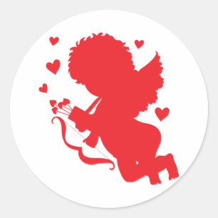 Sticker Rond Silhouette de rouge de cupidon