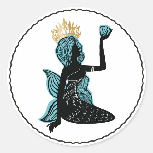 Sticker Rond Silhouette de sirène mode silhouette stylisée (Devant)
