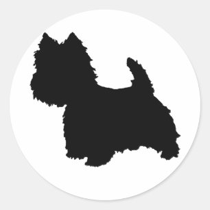Sticker Rond Silhouette de Terrier blanc West Highland