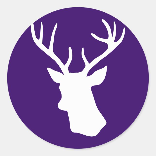 Sticker Rond Silhouette de tête de cerf blanc - violet foncé (Devant)