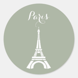 Sticker Rond Silhouette de Tour Eiffel de Paris