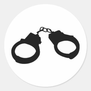 Sticker Rond Silhouette d'ensemble de menottes