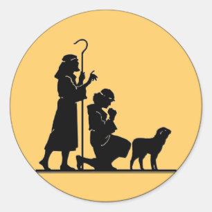 Sticker Rond Silhouette des bergers de Noël