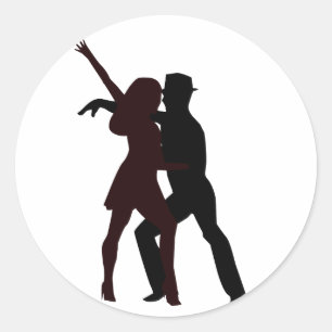 Sticker Rond Silhouette des danseuses de salsa