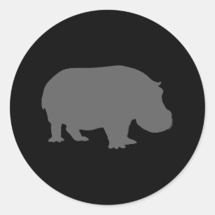 Sticker Rond Silhouette d'hippo gris