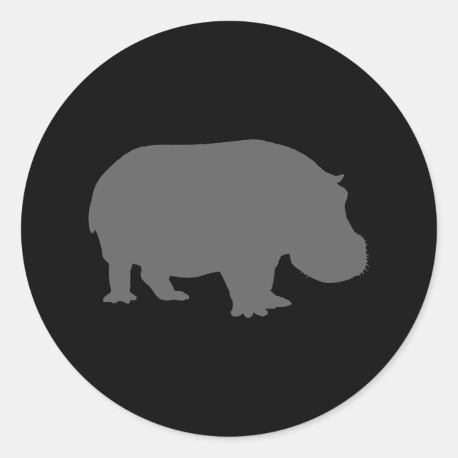 Sticker Rond Silhouette d'hippo gris (Devant)