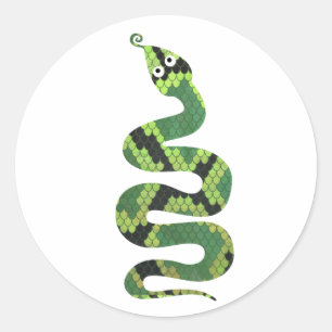 Sticker Rond Silhouette d'impression en noir et vert serpent