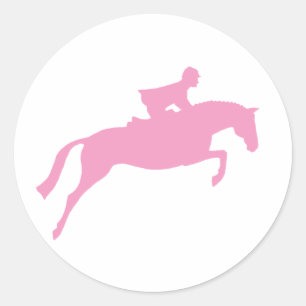 Sticker Rond Silhouette du cavalier (rose)