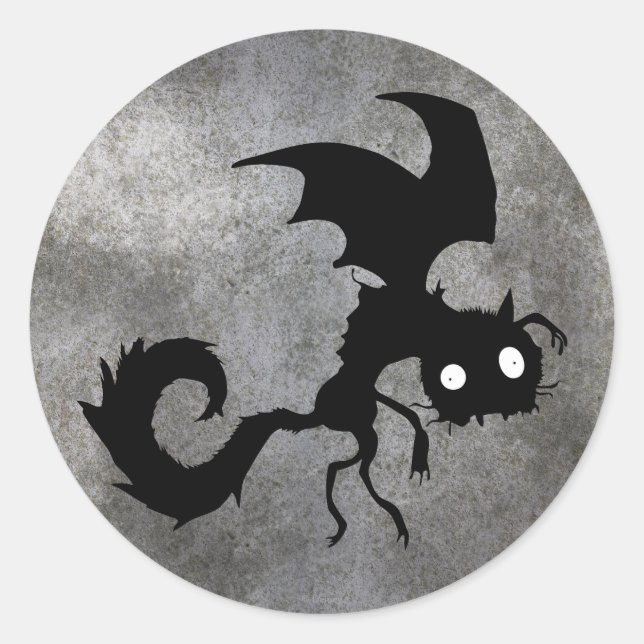 Sticker Rond Silhouette du chat vampire (Devant)