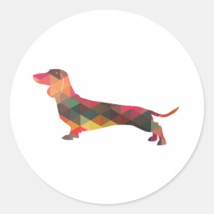 Sticker Rond Silhouette du Motif géométrique Dachshund