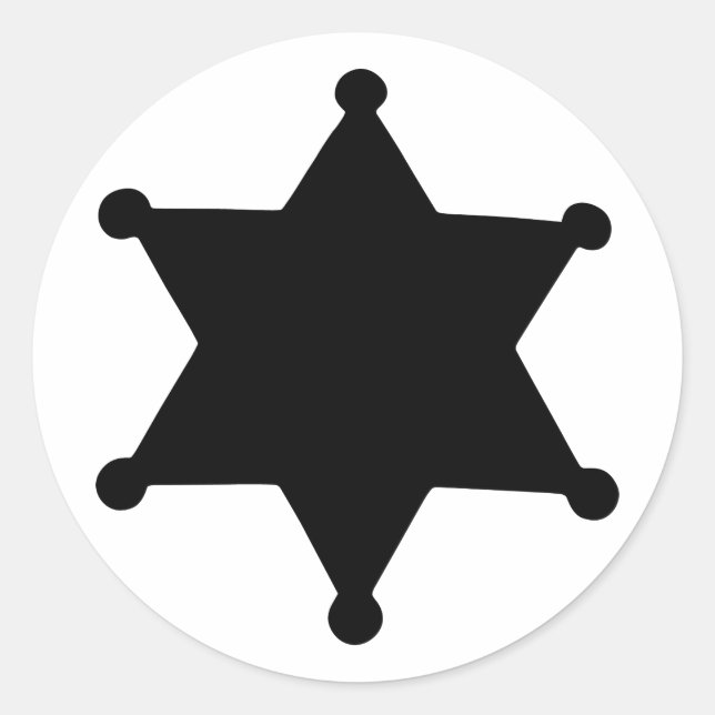 Sticker Rond Silhouette du Sheriff Star (Devant)