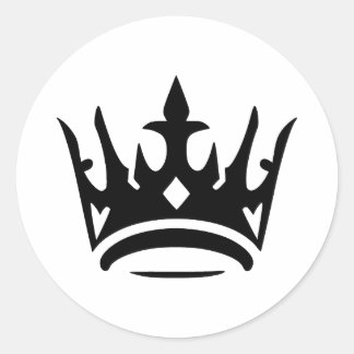 Sticker Rond Silhouette élégante de couronne en monochrome