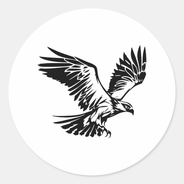 Sticker Rond Silhouette élégante Osprey en monochrome (Devant)