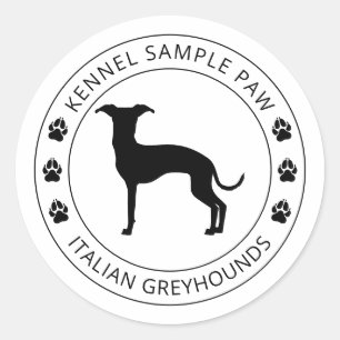 Sticker Rond Silhouette Italienne Greyhound Avec Patrouilles Et