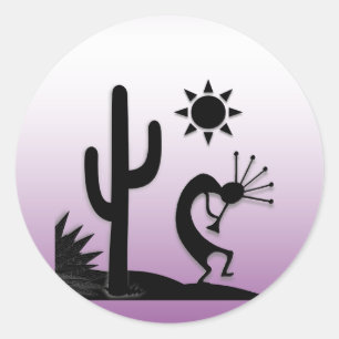 Sticker Rond Silhouette Kokopelli