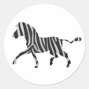 Sticker Rond Silhouette noir et gris clair Zebra