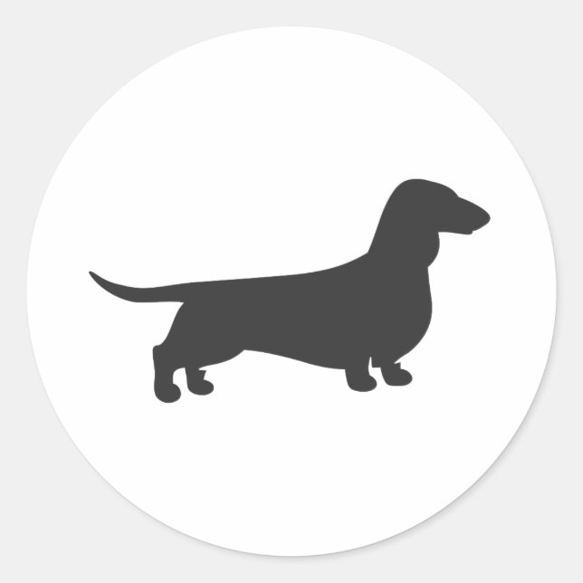 Sticker Rond Silhouette noire de dachshund (Devant)