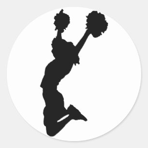 Sticker Rond Silhouette noire de pom-pom girl