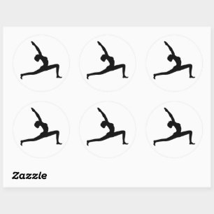 Sticker Rond Silhouette noire de Yoga Possédant des autocollan