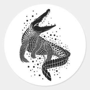 Sticker Rond Silhouette noire d'un crocodile
