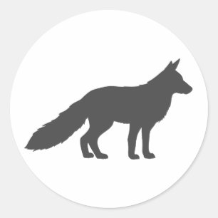 Sticker Rond Silhouette noire d'un Fox souple