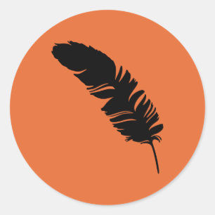 Sticker Rond Silhouette noire en plume d'aigle