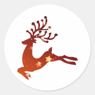 Sticker Rond Silhouette Red Reindeer - Choisir la couleur arriè