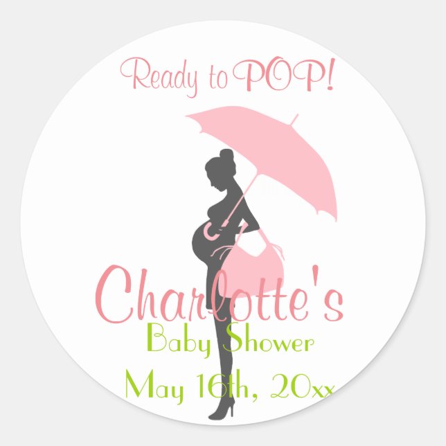 Sticker Rond Silhouette rose Baby shower Party Favoriser les au (Devant)