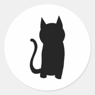Sticker Rond Silhouette se reposante de chat noir