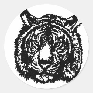 Sticker Rond Silhouette Tiger