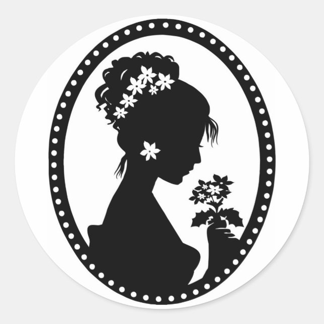Sticker Rond Silhouette Victorian Cameo (Devant)