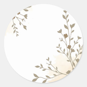 Sticker Rond Silhouettes florales vintages avec Feuilles délica