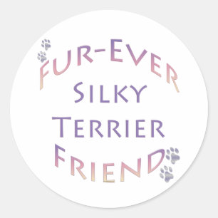Sticker Rond Silky Terrier Furever Friend