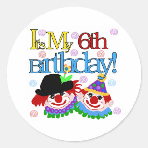 Sticker Rond Silly Clowns 6e anniversaire