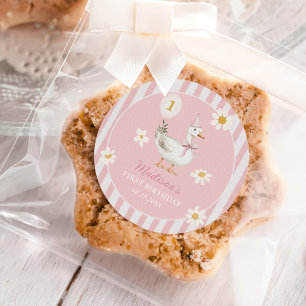 Sticker Rond Silly Goose Daisy Girl 1er anniversaire fête