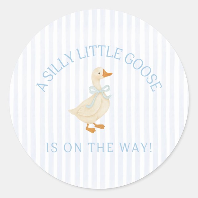 Sticker Rond Silly Little Goose Baby Shower  (Devant)