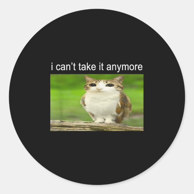 Sticker Rond Silly Owl Cat Meme I Can't Take It Anymore  (Devant)
