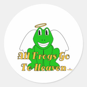 Sticker Rond Silly Souriant Grenouille verte Angel Toutes les g