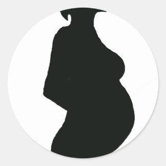 Sticker Rond Silouhette, femme enceinte