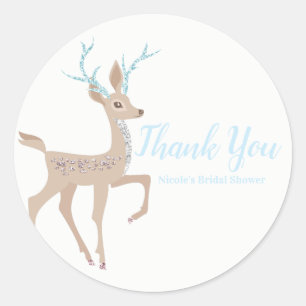 Sticker Rond Silver & Blue Reindeer Vacances hiver Wonderland