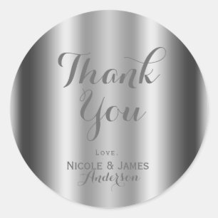 Sticker Rond Silver brillant Glam Élégant mariage personnalisé