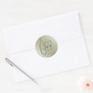 Sticker Rond Silver Bubbly Champagne Cheval Mariage élégant