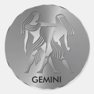 Sticker Rond Silver Gemini les jumeaux - Signe Zodiac