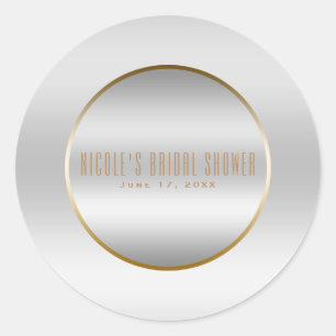 Sticker Rond Silver & Gold Elegant Classy Glam Wedding Favor