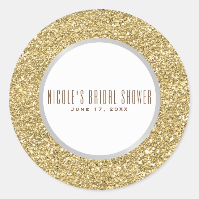 Sticker Rond Silver Grey Gold Parties scintillant Élégant maria (Devant)