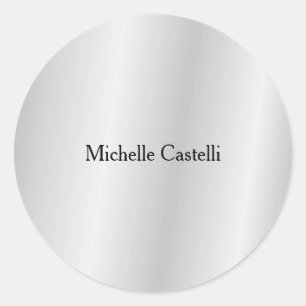 Sticker Rond Silver Grey Professionnel Unique Classique Simple