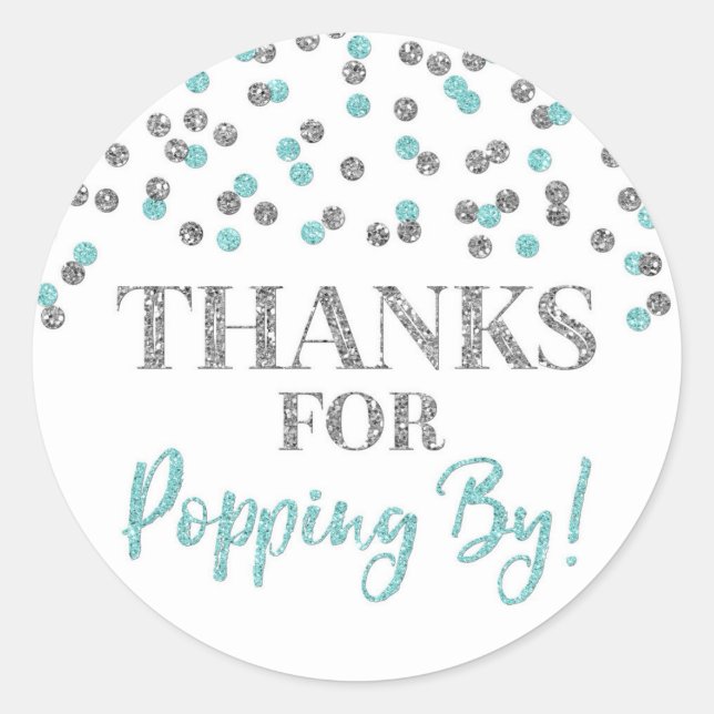 Sticker Rond Silver Light Blue Confetti Merci pour Popup By (Devant)