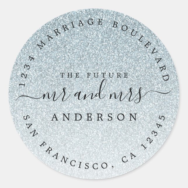 Sticker Rond Silver Parties scintillant Future M. Mme Adresse d (Devant)