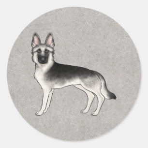Sticker Rond Silver Sable German Shepherd'un joli chien de dess